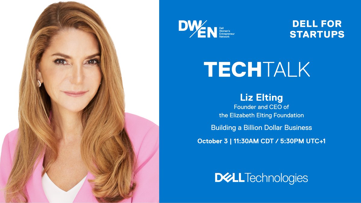 Join DWEN for our upcoming TechTalk, Building a Billion Dollar Business, with Liz Elting, Founder and CEO, Elizabeth Elting Foundation.
October 3, 2023  @ 11:30 am CT / 5:30 pm UTC+1  
Click Attend now!
bit.ly/BuildingaBilli…
#getWiseconnect #LinkledInLive #businessleader