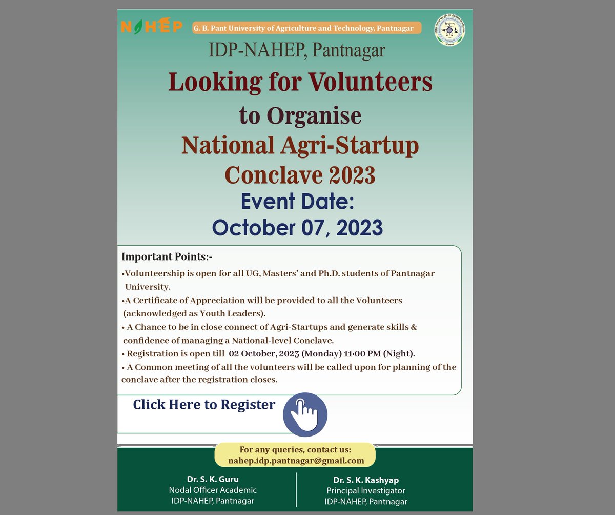 IDP_Pantnagar's tweet photo. Registration Link:
https://t.co/dvCylAtgZB https://t.co/aNAuyk1SNZ