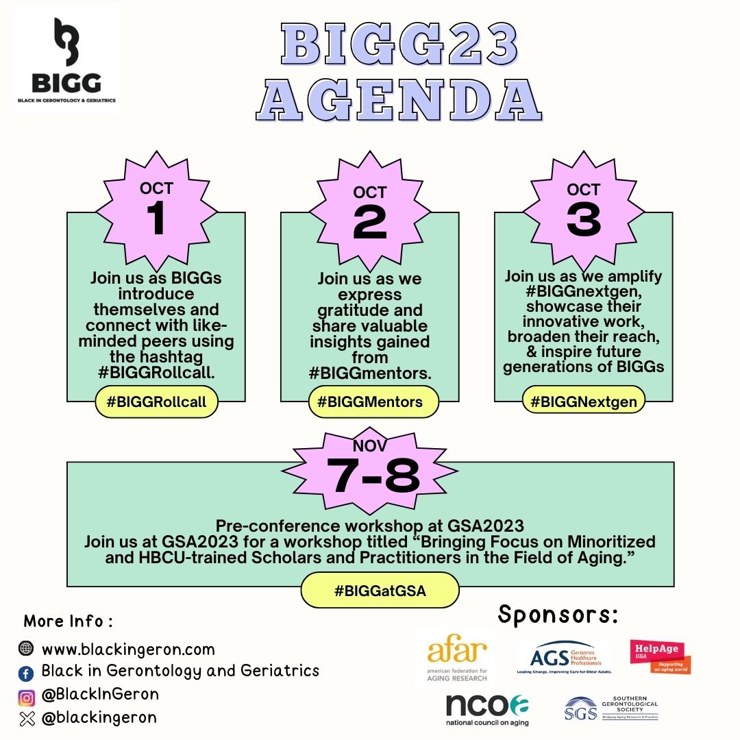 BlackInGeron's tweet photo. ๐ฃ๏ธ Counting down to #BIGGWeek23... Don't forget to join us. #AmplifyBIGG @BlackInNeuro @BlackInImmuno @BlackPhysicists @BlackInChem @BlkinGeoscience @BlkInEngineerng @BlackinPsych @BlackinCancer @BlackinSTEMEd @BlackInRobotics @BlackInGenetics @BlackInMicro @BlackInAstro https://t.co/175FCax1Gf