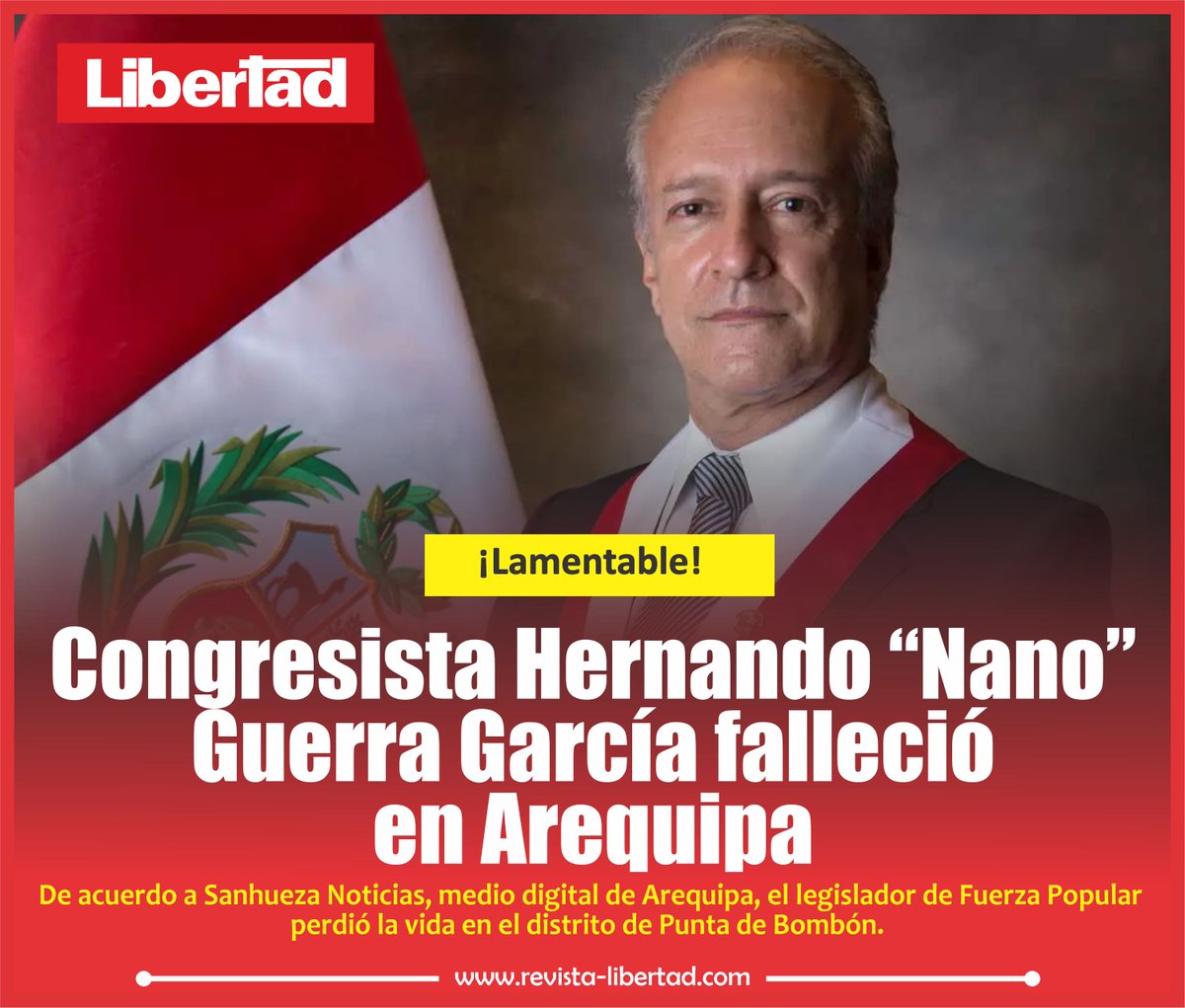 LibertadRevista's tweet photo. 𝐂𝐨𝐧𝐠𝐫𝐞𝐬𝐢𝐬𝐭𝐚 𝐇𝐞𝐫𝐧𝐚𝐧𝐝𝐨 ❞𝐍𝐚𝐧𝐨❞ 𝐆𝐮𝐞𝐫𝐫𝐚 𝐆𝐚𝐫𝐜𝐢́𝐚 𝐟𝐚𝐥𝐥𝐞𝐜𝐢𝐨́ 𝐞𝐧 𝐀𝐫𝐞𝐪𝐮𝐢𝐩𝐚
📷📷𝑳𝒆𝒆𝒓 𝒎𝒂́𝒔: https://t.co/EVej7Qi6BZ https://t.co/jTvIxuqjNf
