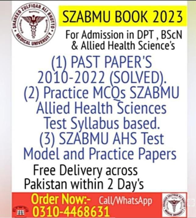 NumsPmc's tweet photo. #SZABMU Test Date 8th October
Shaheed Zulfiqar Ali Bhutto Medical University (SZABMU), Islamabad* #ONLINE_CLASSES for Admission in DPT, BS Allied Health Sciences (AHS), Generic BS Nursing and BSc Post RN in the Constituent & Affiliated Institutes of SZABMU for Year 2023-24 #PIMS https://t.co/VEem1Oro4O