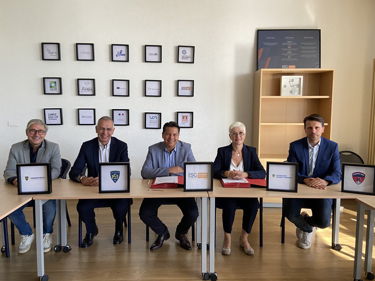 #Partenariats 🤝🏼 | La signature de ces conventions formalise la volonté de l’ESC Clermont BS, l'<a href="/ASMOfficiel/">ASM Rugby</a> et ses entités - <a href="/Asm_Omnisports/">Asm Omnisports</a> &amp; @ASMROMAGNATRF et le <a href="/ClermontFoot/">Clermont Foot 63</a> d’unir leurs forces pour la formation des sportifs mais aussi des jeunes passionnés ! ⭐
