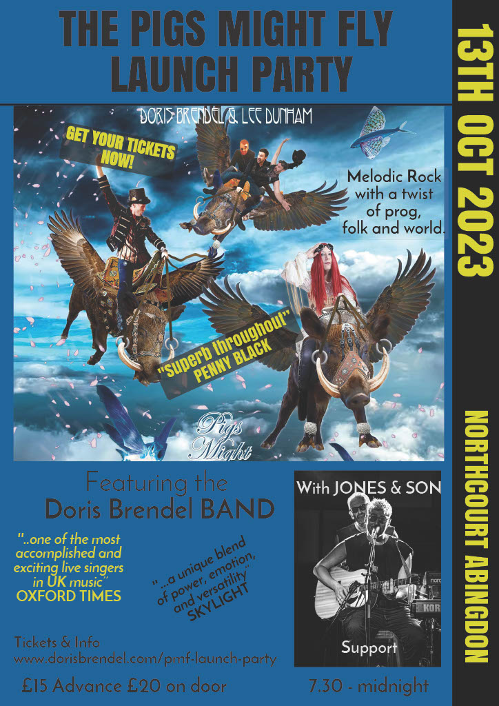 Doris Brendel Band has chosen The Northcourt for their album launch party 13th Oct for new album Pigs Might Fly. The band is renowned for their dynamic live shows & the classic rock sound, their Steampunk themes & Doris' fabulous rock voice (think Janis Joplin or Bonnie Tyler)