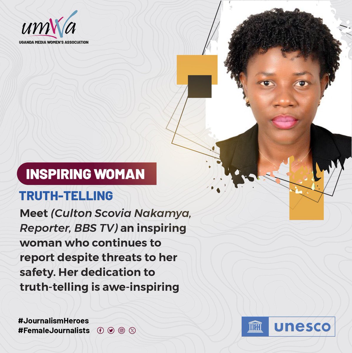 Uganda Media Women's Association (@umwaandmamafm) on Twitter photo We applaud all trail brazing female Journalists that continue to practice the mighty profession amidst various threats and risks. <a href="/UMWAandMamaFM/">Uganda Media Women's Association</a> prides in you and shall continue to support you carry on the good work
#protectfemalejournalists
#ENDviolence
<a href="/CultonScovia/">Culton Scovia Nakamya She / Her</a> We applaud all trail brazing female Journalists that continue to practice the mighty profession amidst various threats and risks. <a href="/UMWAandMamaFM/">Uganda Media Women's Association</a> prides in you and shall continue to support you carry on the good work
#protectfemalejournalists
#ENDviolence
<a href="/CultonScovia/">Culton Scovia Nakamya She / Her</a>