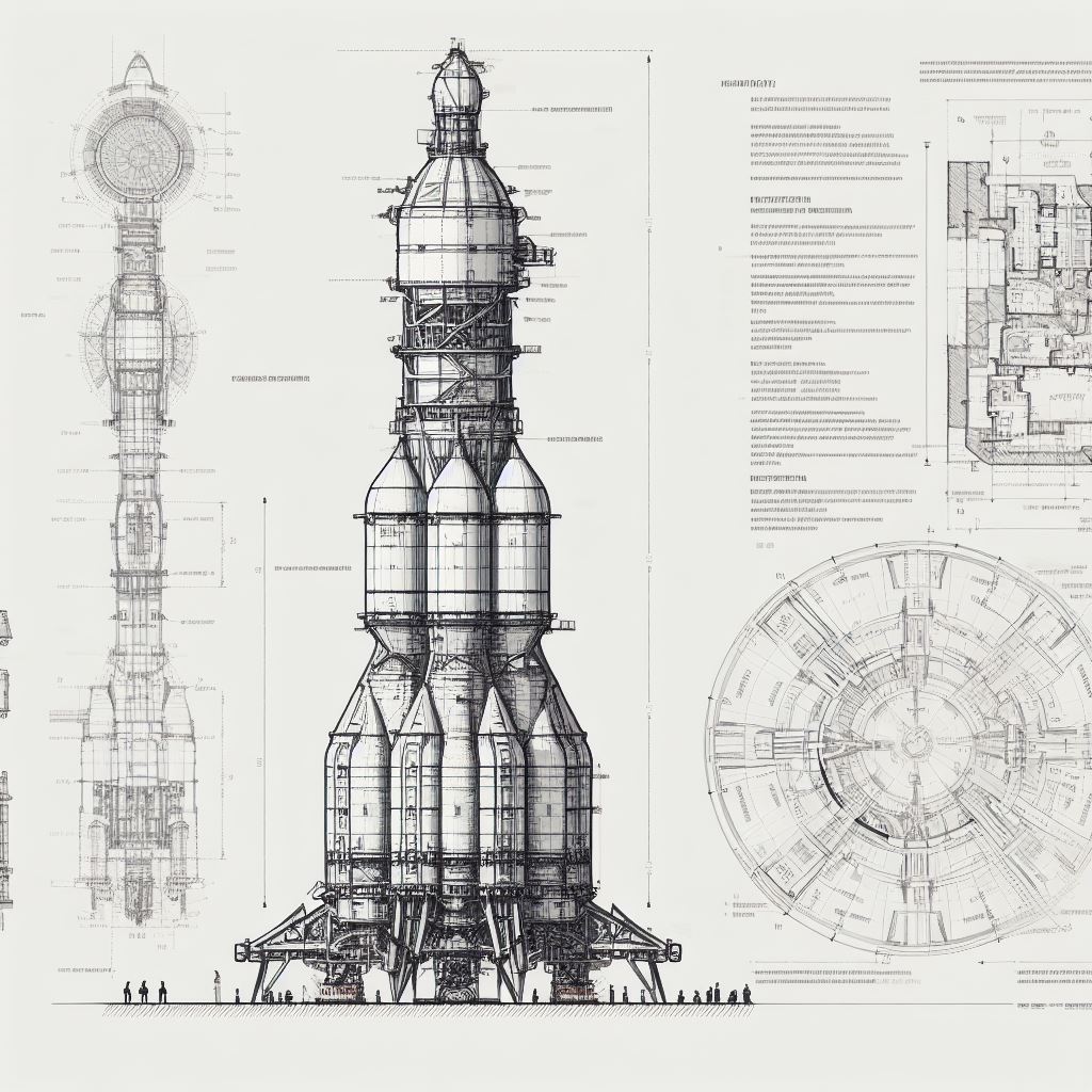 71marc77's tweet photo. Demandé à Bing AI DallE: "Montre le plan et design détaillé d'un petit lanceur spatial maximum 5 mètres de haut et 3 mètres de large pour atteindre une orbite terrestre à maximum 800 kilomètres" Note: ici les lanceurs ont l'air grand mais plausibles, imaginez-les miniaturisés https://t.co/ICKq1pxJXe