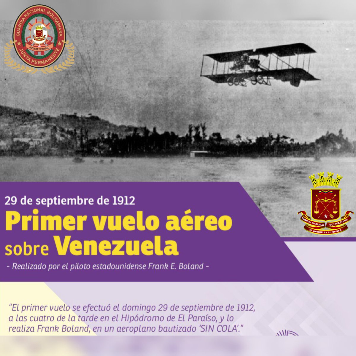 29 de septiembre de 1912 primer vuelo aéreo sobre Venezuela