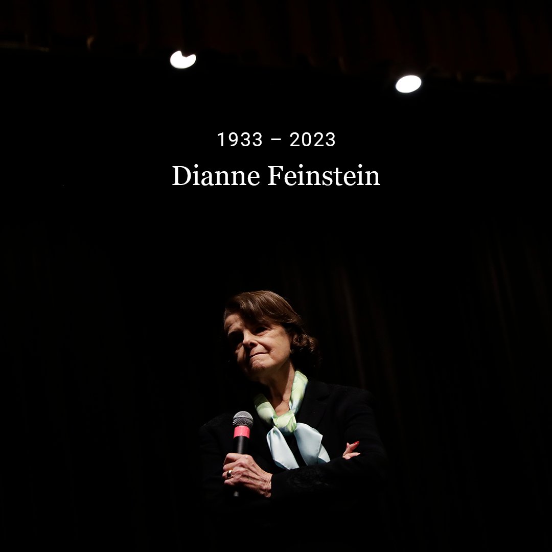 politico's tweet photo. California Democratic Sen. Dianne Feinstein has died at age 90. https://t.co/GCyJ9zqh0J https://t.co/nylpO8J5Mi