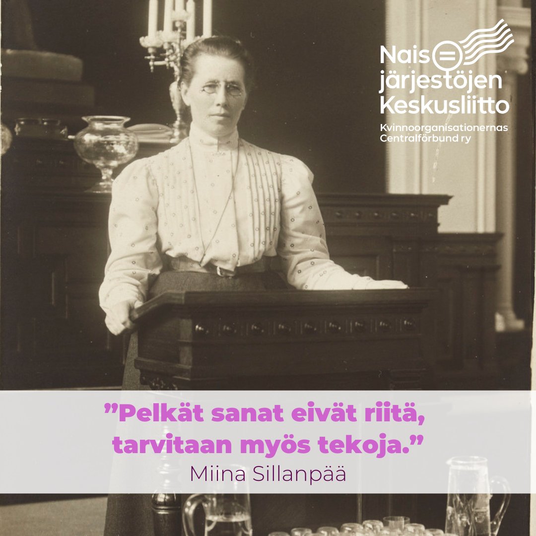 Onnea, Miina ja kansalaisyhteiskunta! 🎉 #MiinaSillanpää​n ja kansalaisvaikuttamisen päivä on tänään ensimmäistä kertaa virallinen liputuspäivä.

Torpan tytöstä ministeriksi nousseen Sillanpään tarina inspiroi yhä vain. Käytetään ääntämme. 📢

#Naisjärjestöt #JärjestöjenPäivä