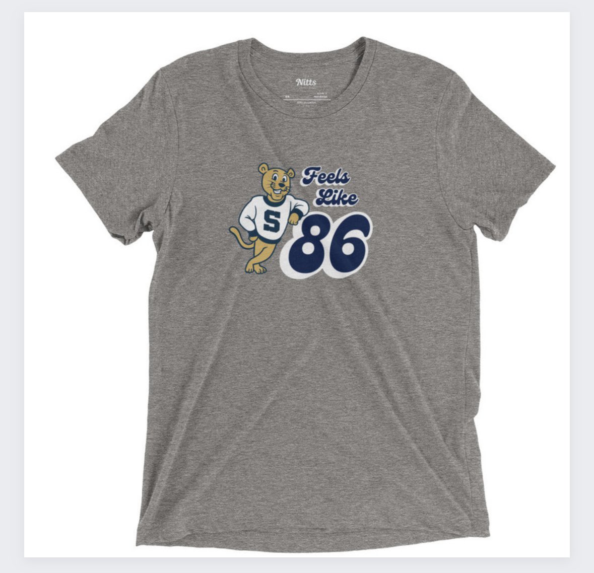 nittscollection's tweet photo. 🚨 SPOTTED 🚨 

PSU Legend, @chackenberg1 sporting the ‘Feels Like 86’ shirt from The Nitts Collection on his podcast ‘The Pocket’ with @__bbell 

If you haven’t checked out the podcast or the shirt, links are below ⬇️ https://t.co/Ax2N9zwO2u