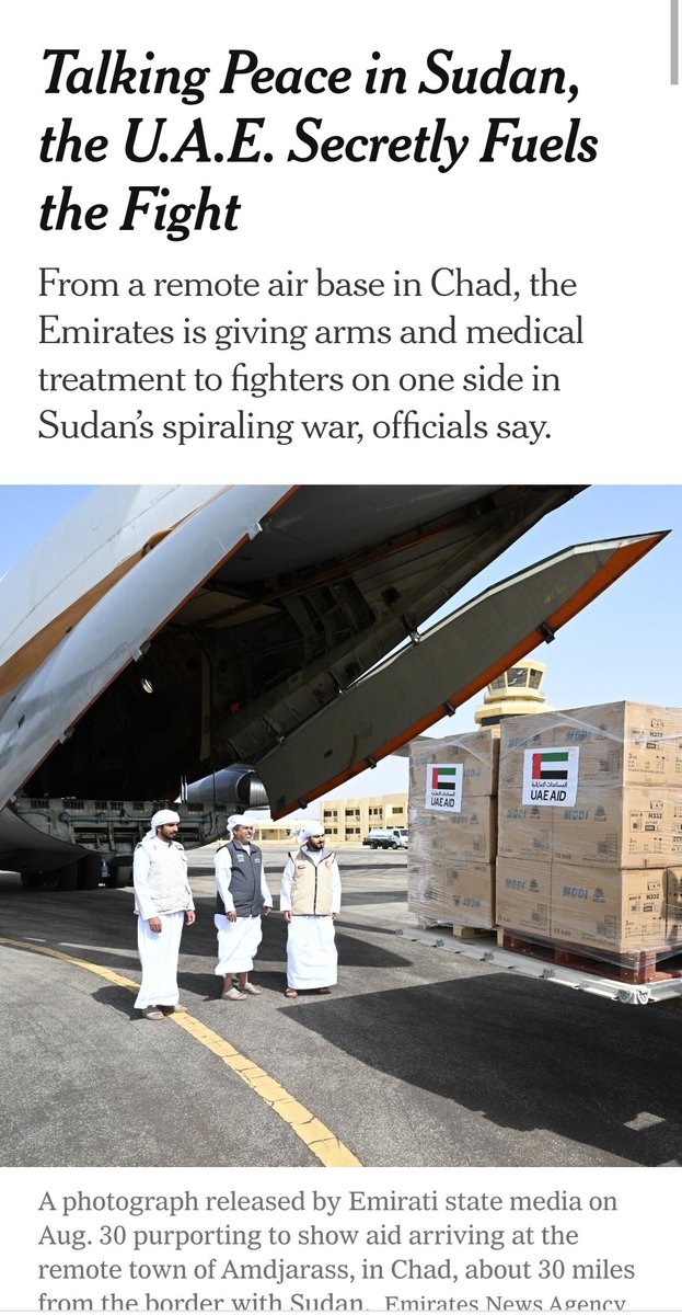 faysala2010's tweet image. مقال للنيويورك تايمز يفضح دعم #الامارات لمليشيا #الدعم_السريع.
تحت ستار إنقاذ اللاجئين، تدير دولة الإمارات العربية المتحدة عملية سرية متقنة لدعم قوات #الدعم_السريع ، حيث تقوم بتزويدها بأسلحة قوية وطائرات بدون طيار، ومعالجة المقاتلين المصابين، ونقل الحالات الأكثر خطورة جواً إلى…