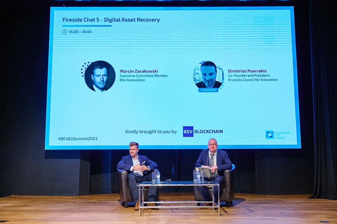 BSVBlockchain's tweet photo. Sneak peek from the recent @BlockchainforEU Summit 2023 featuring Marcin Zarakowski (Executive Committee Member) and Patrick Prinz @prinzCHZH (EU Public Affairs Director) of BSV Blockchain, in separate discussions of blockchain regulatory topics.
Stay tuned for more updates! https://t.co/Ho6lpdRskX