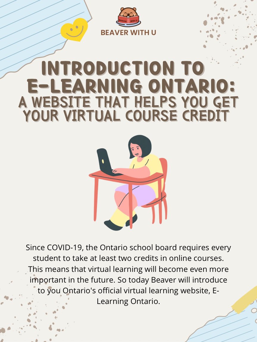 BeaverWithU's tweet photo. (4/6) Introduction to E-Learning Ontario🧐 #Ontario #Toronto #SecondarySchool #HighSchool #CreditCourse #OnlineLearning #VirtualLearning #ELearningOntario https://t.co/qmSUmf87dG