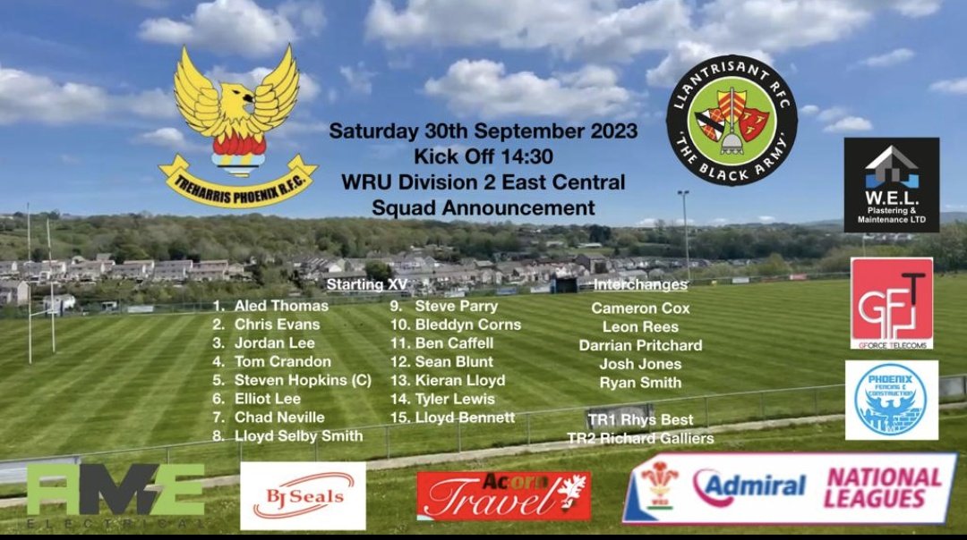 The Treharris Phoenix squad for tomorrow's game Vs Llantrisant. #UppaPhoenix 🦅🏉