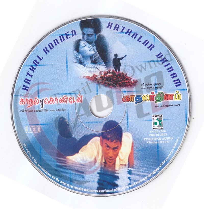 tamil_audio's tweet photo. Title :Kadhal Kondaen, Kadhalar Dhinam
CD Label :  Five Star
CD No : FA CD 066

Title : Kadhal Kondaen (2003)
Music : #YuvanShankarRaja

Title : Kadhalar Dhinam(1999)
Music :  #ARRahman

C-Ref-765 https://t.co/xQK5UWXtmY