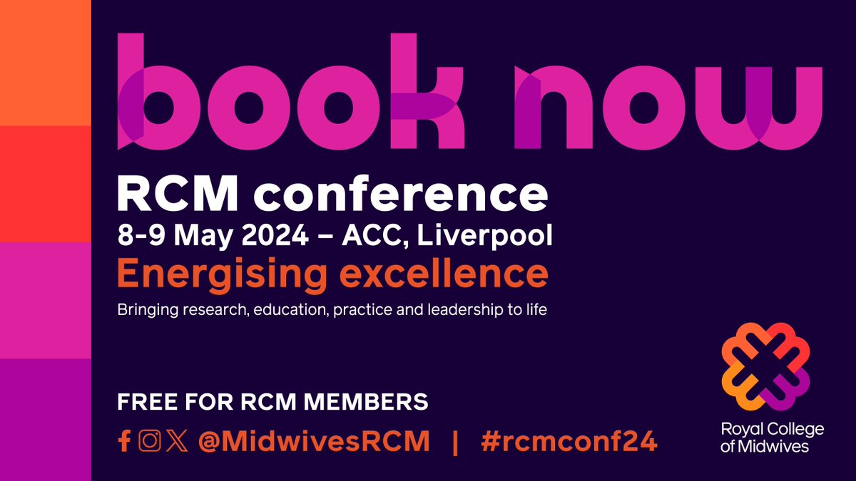 The wait is over! Join us on 8 and 9 May in Liverpool for RCM conference 2024! This year we’re focussing on energising excellence. Bringing research, education, practice and leadership to life. Don’t miss out, book today: buff.ly/48INUD8