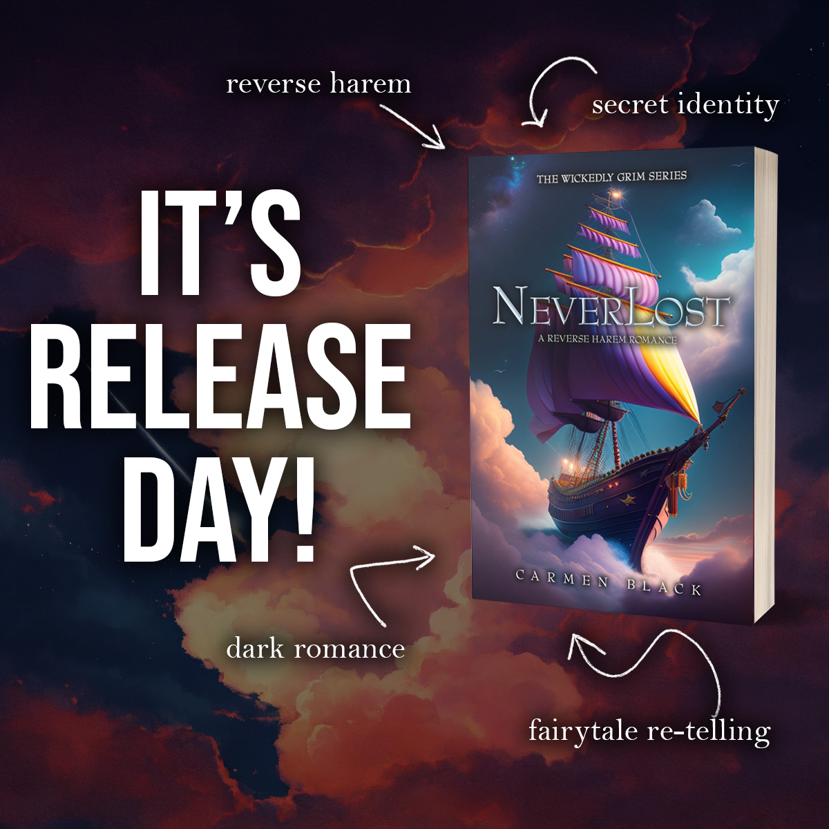 ScarletLantern's tweet photo. NOW LIVE -  NeverLost by Carmen Black

For readers interested in…
🧜‍♀️ Secret Identity
🧜‍♀️ Fairytale Retelling
🧜‍♀️ Reverse Harem/Why Choose
🧜‍♀️ Dark Romance

Hashtags
#NeverLost #CarmenBlack #WickedlyGrimSeries #ReverseHarem #WhyChoose #RomanceNovel #RomanceAuthor #DarkRetelling https://t.co/lPkPB3AG0y