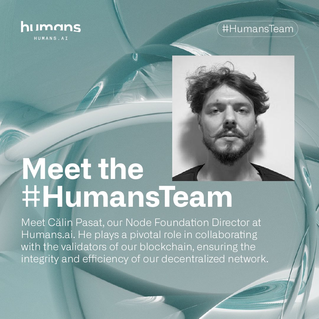 humansdotai's tweet photo. 1/5
If it's Friday, it's meet the #HumansTeam!
Meet Calin Pasat, our Node Foundation Director at https://t.co/a1YRwGXiSY. Calin is an essential part of our team, working closely with our validators to uphold the reliability and effectiveness of our blockchain for AIs. https://t.co/rrNoCfk32L