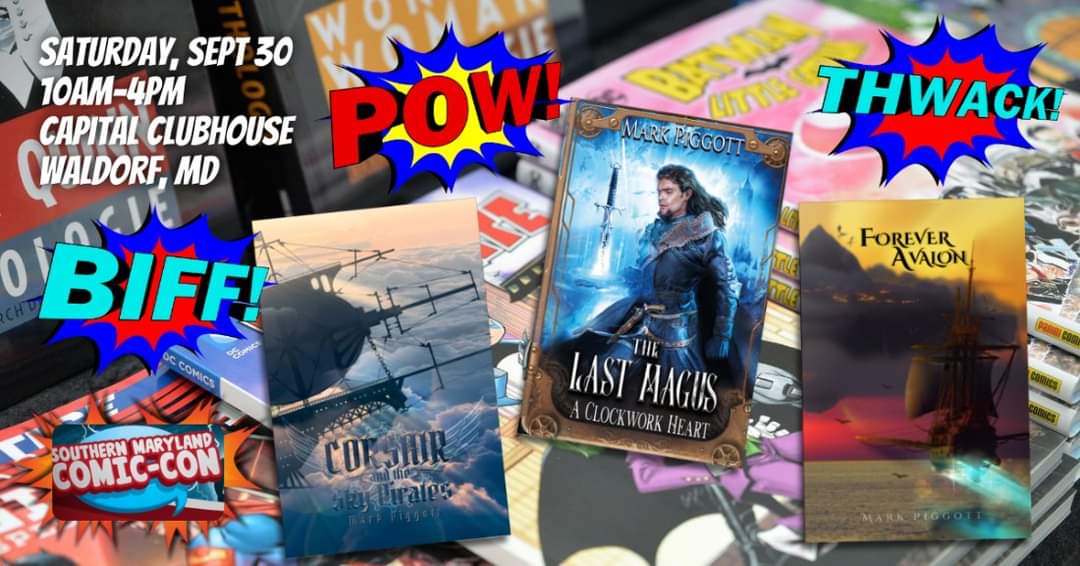 Author_MPiggott's tweet photo. The CORSAIR AND THE SKY PIRATES #booktour from @CuriousCorvidP continues TOMORROW at @MDComicCons #somdcomiccon at the Capital Clubhouse in Waldorf, MD, September 30. This is the place to make great finds, including some award-winning #steampunk and #fantasybooks! Visit https://t.co/36GdNrtdvV for tickets and information!

#books #book #booklover #reading #bookworm #read #bookish #booknerd #bookaddict #bibliophile #bookshelf #booksbooksbooks #bookaholic #libros #reader #booklove #author #libri #literature