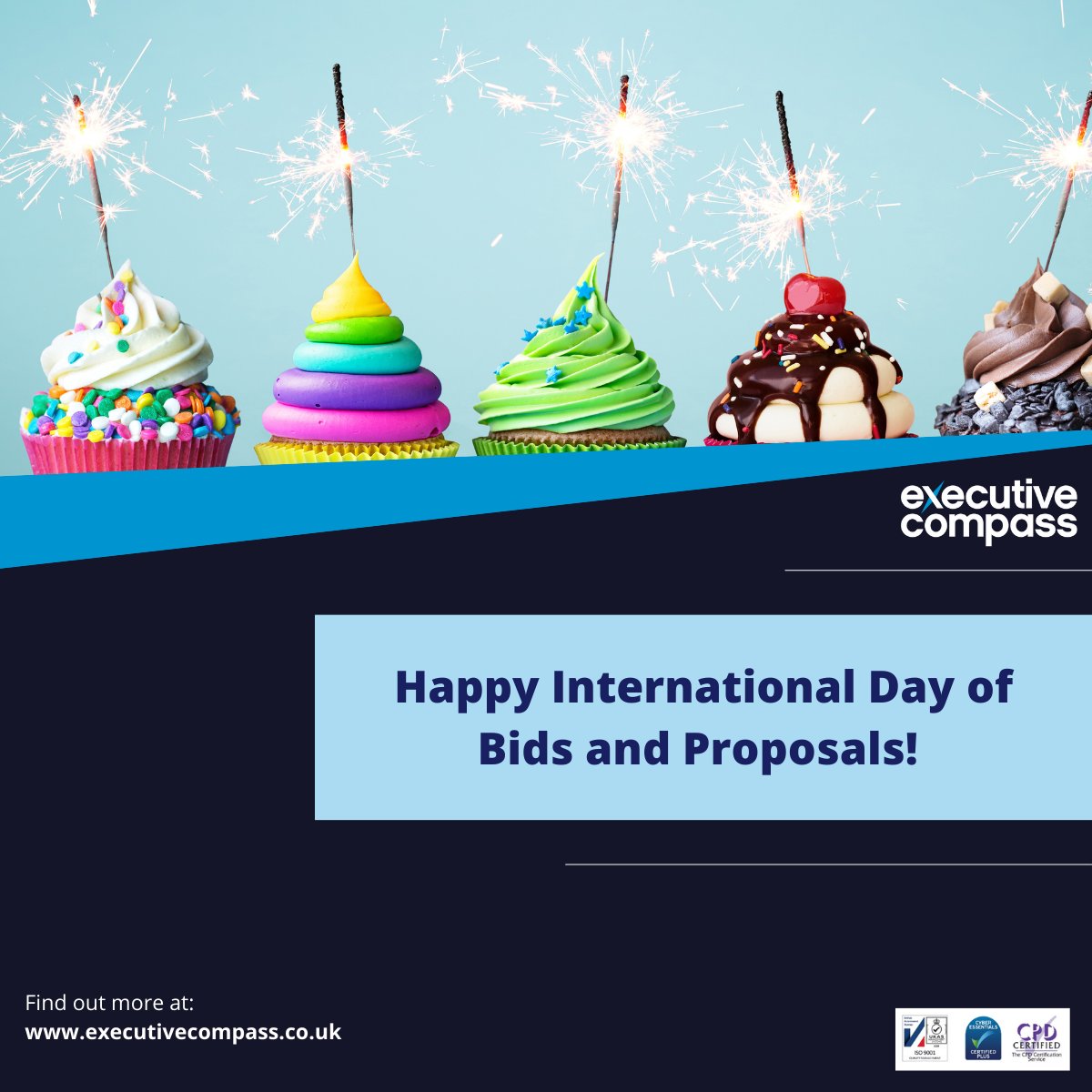 ExecCompass's tweet photo. π Happy International Day of Bids and Proposals!π
We are delighted that there's a day to celebrate bids. A big thank you to all of the #ExecutiveCompass team for their hard work this year!
#Procurement #TenderWriting #BidWriting https://t.co/JRzFpKaIU6