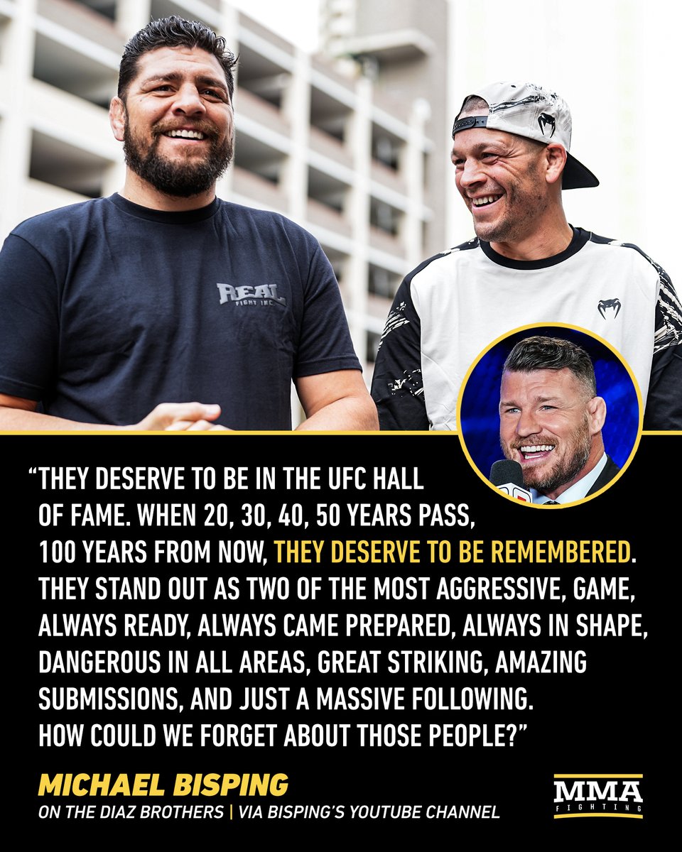MMAFighting's tweet photo. Do the Diaz brothers both belong in the UFC Hall of Fame? 🤔

📰 https://t.co/M8XTLhJbij https://t.co/OApVsNFWUa