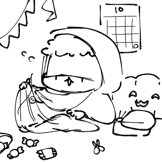 3分で書いたハロウィン準備バタちゃん 