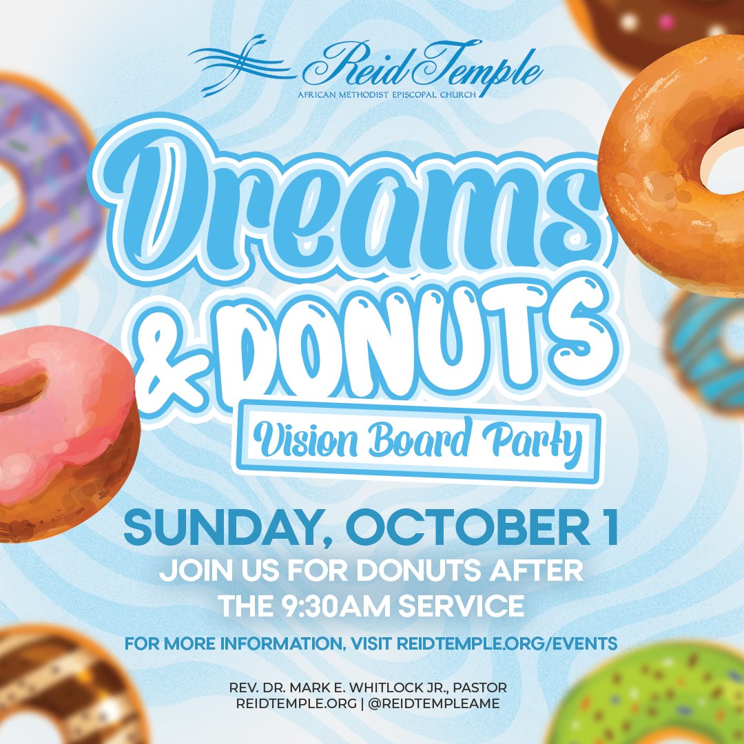 reidtempleame's tweet image. Join us as we kick off #DreamingHigherInGod this Sunday! Immediately following service, we invite you to linger a bit longer, indulge in some delicious donuts, write your visions and dreams down, and enjoy the warmth of our community. #RTAME #ReidTemple #dmvchurch