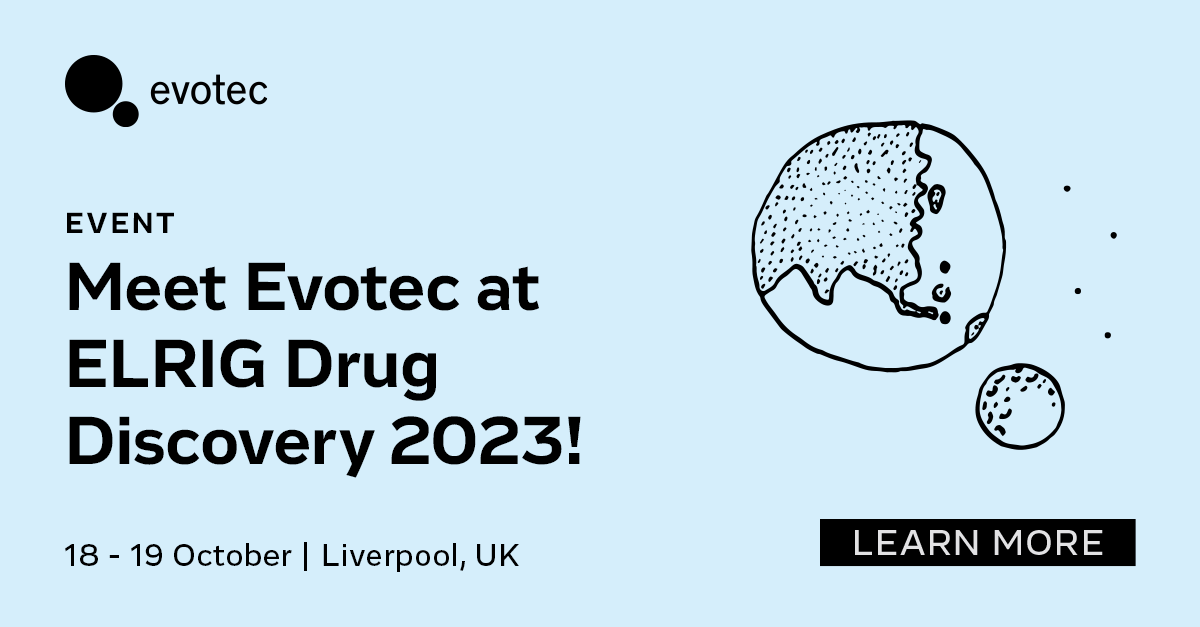 Evotec's tweet photo. Join us at #ELRIG23 Drug Discovery 2023 where the team will be at booth #B9. Schedule a meeting with our colleaguour colleagues, Helen Box (helen.box@evotec.com) and James Hallinan (james.hallinan@evotec.com). #DrugDiscovery #Innovation #HitIdentification #researchneverstops https://t.co/FTrQ51dZKT