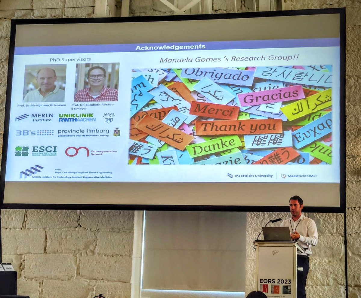 Very excited with this opportunity to present the results from a colaborative work betwee @MERLN_UM and the @3bsuminho on miRNAs and magnetically responsive constructs for enthesis tissue engineering at the @eors2023 with the support from the @on_found travel grant.