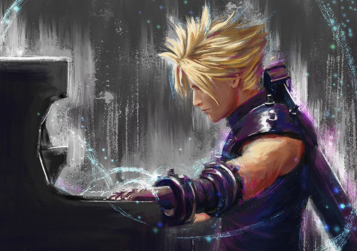 Kaylcie_'s tweet photo. So.. I wanted to make it look like the melody was all around him like a life stream… #FF7 #FFVIIRebirth #FFVII #procreateart https://t.co/E5nd5SE9Zs