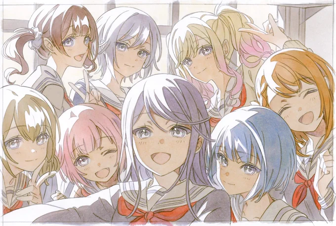 宮女1年生の皆さまを描かせていただきました!どうぞよろしくお願いします#宮女1年進級前最後の日 