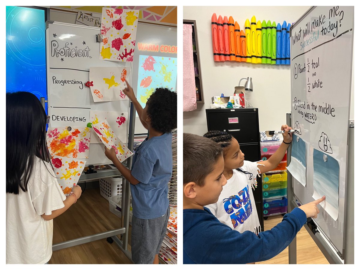 Gaining that clarity in the art studio with peer conversations, exemplars, and co constructed success criteria. I captured some students comparing artwork at the exemplar board &amp; I heard some great conversations as they evaluated their compositions. <a href="/JPE_Panthers/">Patterson Elementary</a> <a href="/FBISDvisualart/">Fahmi Khan-FBISD Visual Arts</a>