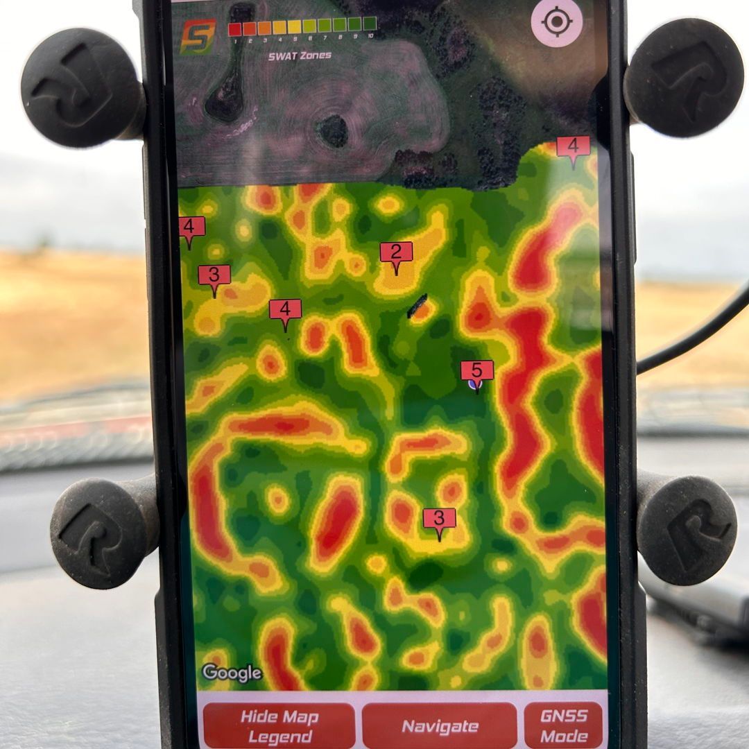 What I see VS. What the SWAT truck sees: 🗺️ 

As you can tell, there's so much more going on than what meets the naked eye! Getting TONS of data from this field to look at and investigate further. 

#SWATMAPS #VariableRate #agronomy #soilsampling #zones #SWATZones