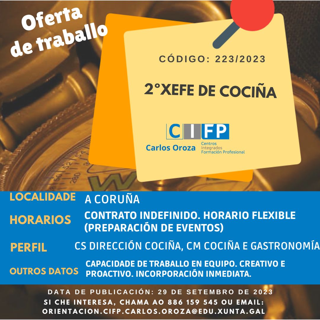 OrientaOroza's tweet image. Nova oferta de traballo en A Coruña!