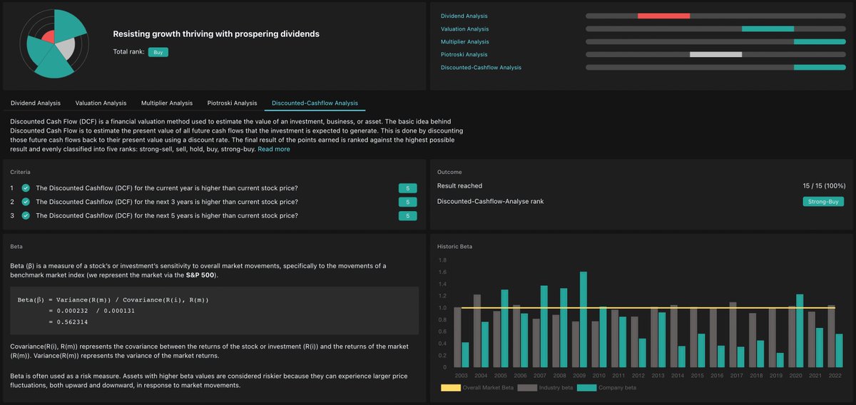 finstack_app's tweet photo. exciting times - we've just deployed the September update of https://t.co/e069Y8Setl including the Discounted Cashflow (DCF) Analysis for any of the S&amp;P 500 companies. We're describing in consumable detail how DCF works and we crunch the numbers for you for free https://t.co/kczFmGzMa2
