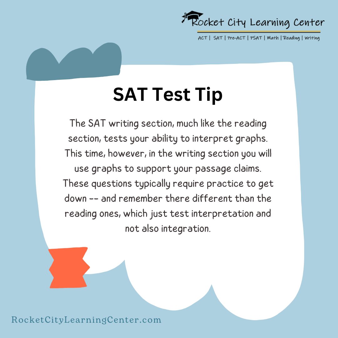 rocketcitylc's tweet image. #SATTips: Unlock Your Writing Potential! The SAT writing section is more than just words – it&apos;s about interpreting graphs to bolster your arguments. Practice makes perfect, as these graph-related questions are unique. They test your integration skills, not just interpretation.