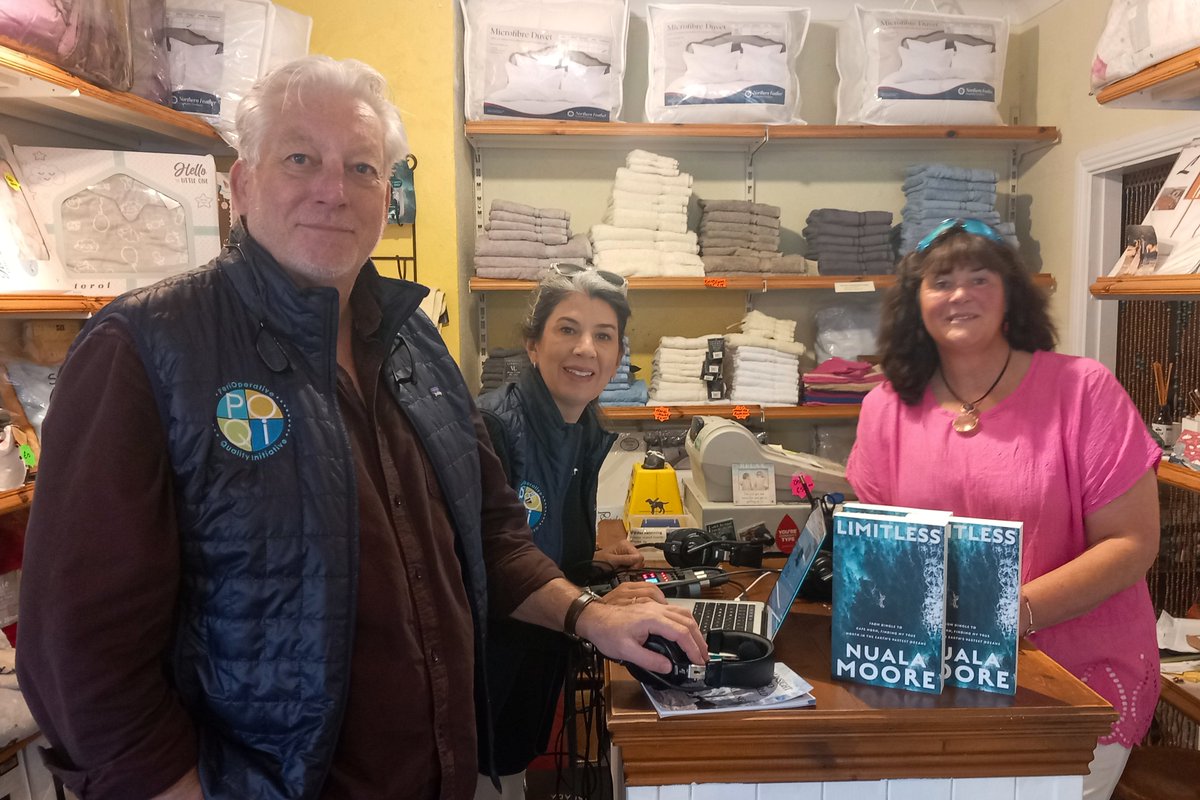 DingleConf's tweet photo. Desirée and Monty caught up with Dingle native Nuala Moore, Open Water and Ice Swimmer, on the release of her book LIMITLESS, the Irish Rugby team and much more....

Available in her shop opposite the church in Dingle &amp; here https://t.co/c9Gh0iyIQF

#EBPOM #Dingle2023 #TopMedTalk https://t.co/m8ITpLwUY8