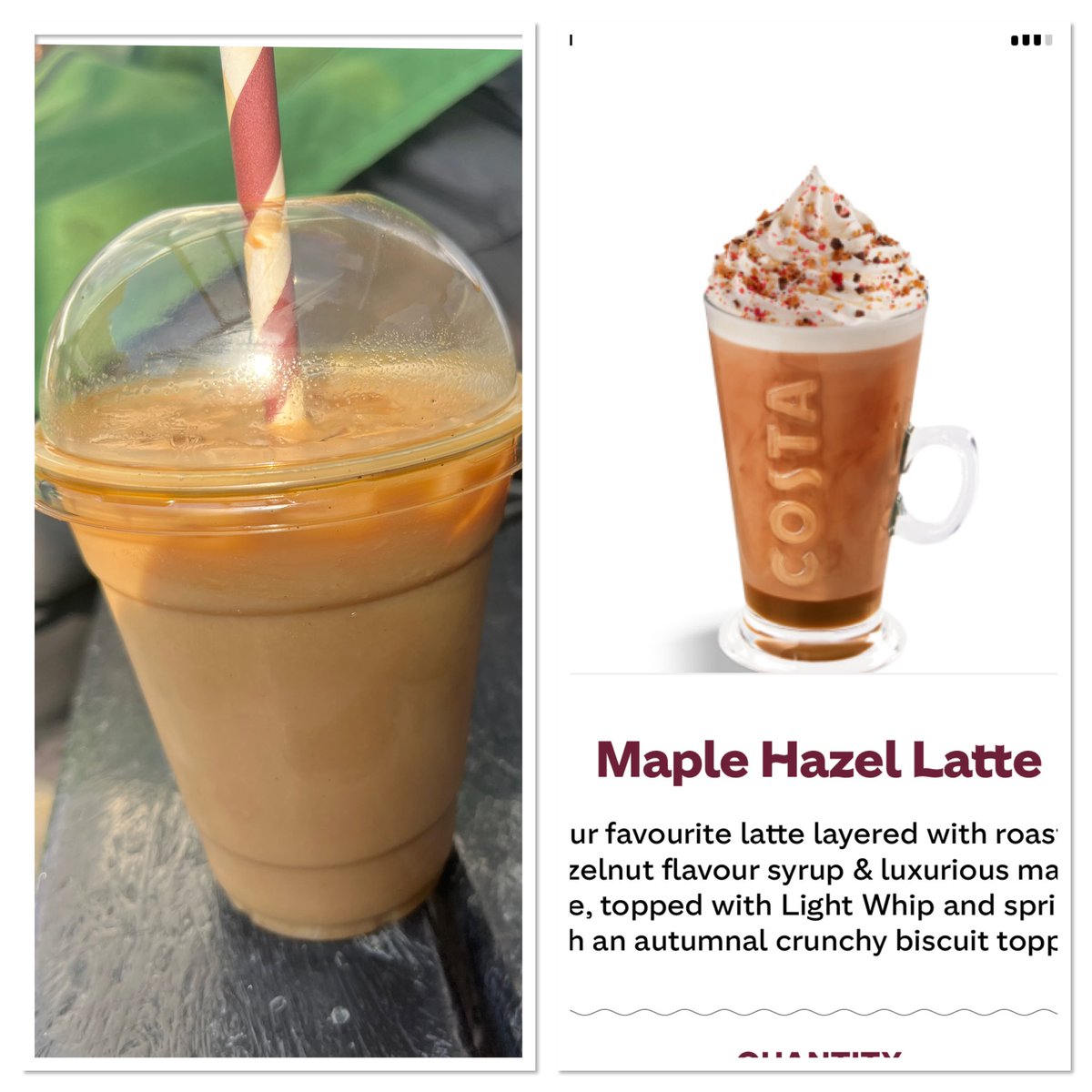 Gemma1308's tweet photo. @CostaCoffee I’m kind of put off going to costas anymore because my order is either wrong or tastes awful like I’ve just picked my drink up, let’s play a game of spot the difference! I’m paying nearly £5 for something I didn’t receive! https://t.co/dSE3M3FtYl