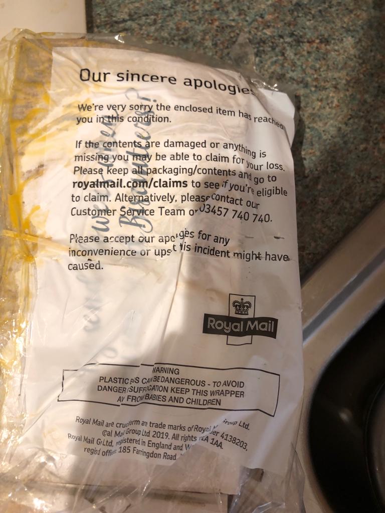 manicvemap's tweet photo. @BiscuiteersLtd You and I would expect more from @RoyalMail, theft of item and replaced with eggs!!! https://t.co/j8mNEXoqYa