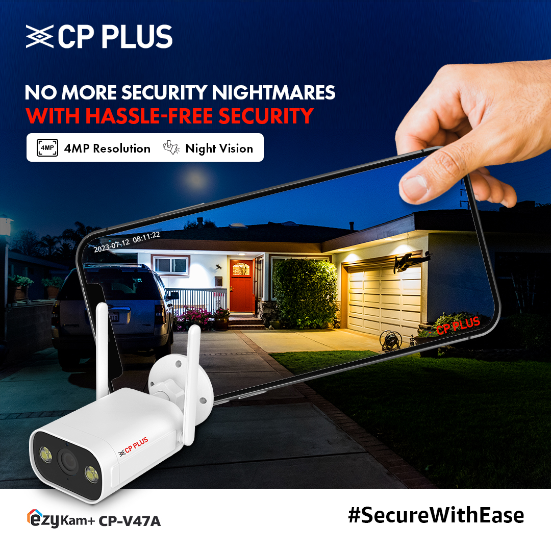 cpplusglobal's tweet image. Put your night time security fears to rest! With ezyKam+ CP-V47A, you can be stress-free 24/7.🌙🔒
#CPPlus #SecureWithEase #SmartSecuritySolutions #SmartHomeSecurity