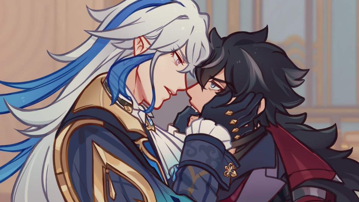 pandomains's tweet photo. Hey best friend let's see those molars 
#Neuvillette  #Wriothesley  #原神  #GenshinImpact https://t.co/pc4Mcgk8Id