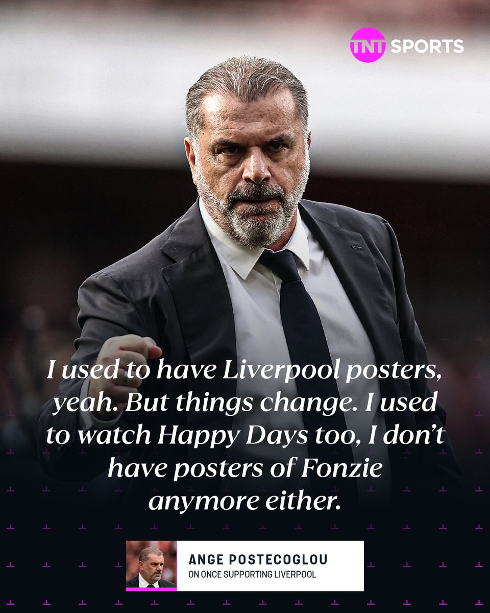 footballontnt's tweet photo. Ange Postecoglou on being a Liverpool fan growing up 😅 https://t.co/2MtYGA61hZ