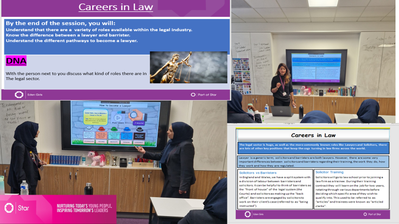 edengirlsslough's tweet photo. EGS pupils discuss various careers linked with Law during PM registration. #PersonalDevelopment #ThinkingAboutYourFuture #CareersInLaw https://t.co/LuoYpBg5WU