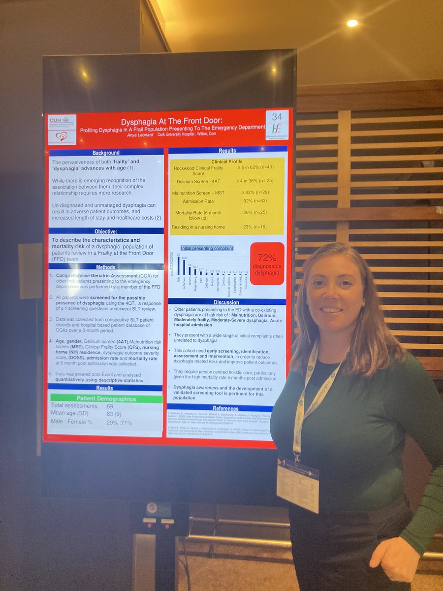 Delighted to present my poster profiling dysphagia in a frail population! Early identification and intervention is 🔑 to reduce risk, los🛏️ and cost 💶