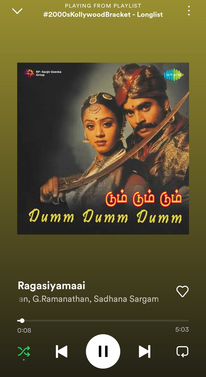 Okay TumSeHi is at 49% and here is a song from #2000sKollywoodBracket longlist. Keep voting for Tum Se Hi in #2000sBollywoodBracket

spotify.link/ZnudOxHpuDb