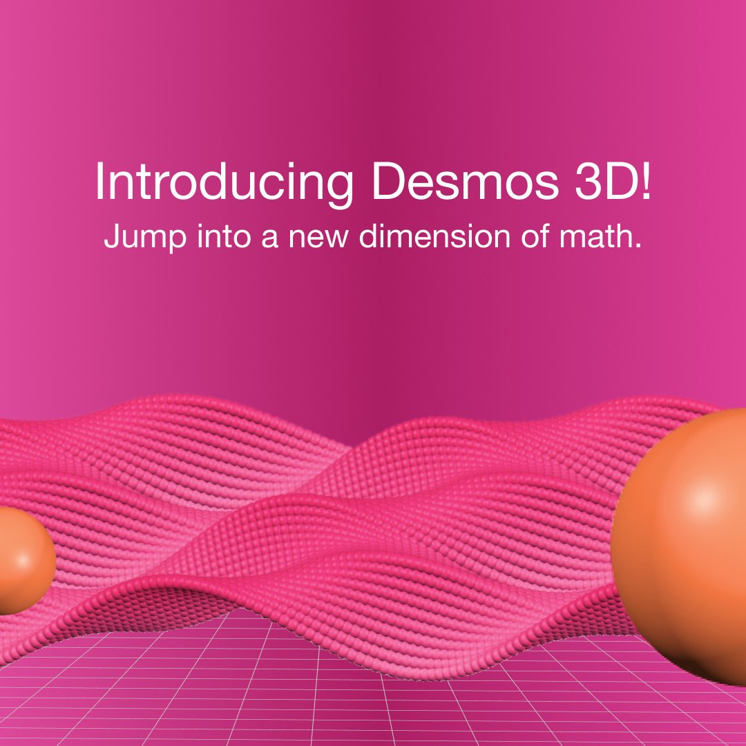 Desmos's tweet image. Develop a deeper understanding of our three-dimensional world with Desmos 3D! Explore dynamic curves and surfaces in a 3D space, all while having your favorite Desmos 2D features at your fingertips. Read about this dynamic new tool in our blog: blog.desmos.com/articles/beta-…
#Desmos3D