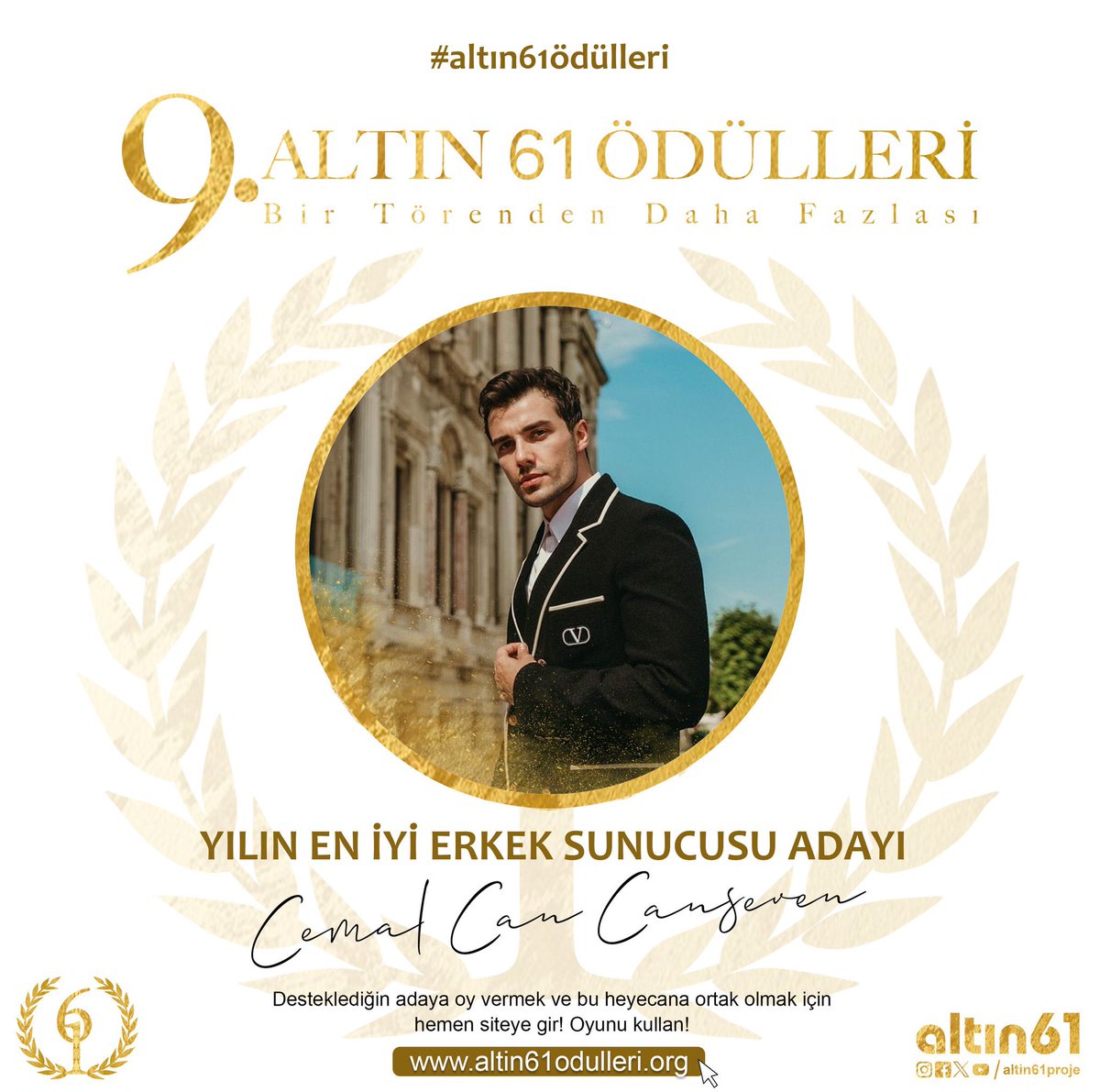 Cemal Can Altın 61 Ödülleri’nde “Yılın En İyi Erkek Sunucusu” kategorisinde de aday.😎 Oy vermek isteyenler için link; altin61odulleri.org @CansevenCemal • #altın61ödülleri #CemalCanCanseven