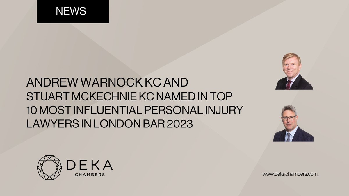 DekaChambers's tweet image. Congratulations to Andrew Warnock KC and Stuart McKechnie KC who have been named in the Top 10 Most Influential Personal Injury Lawyers in London Bar 2023 by BusinessToday. You can view the full top 10 here: ow.ly/pe7C50PR7JA #personalinjury #mostinfluential