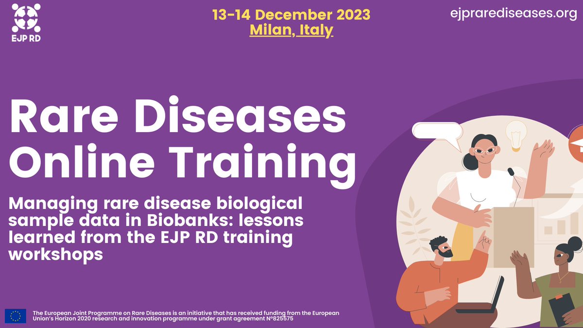 ERDERA_org's tweet photo. 📢Join @EJPRareDiseases for a groundbreaking 2-day face-to-face event that presents the culminating workshop in its series of capacity-building programs on biobanking.
The free event will be held on December 13-14, 2023.
📝 Registration Deadline: Oct 23rd
https://t.co/UPgzzpHRsG https://t.co/ZjWqTQB6KE