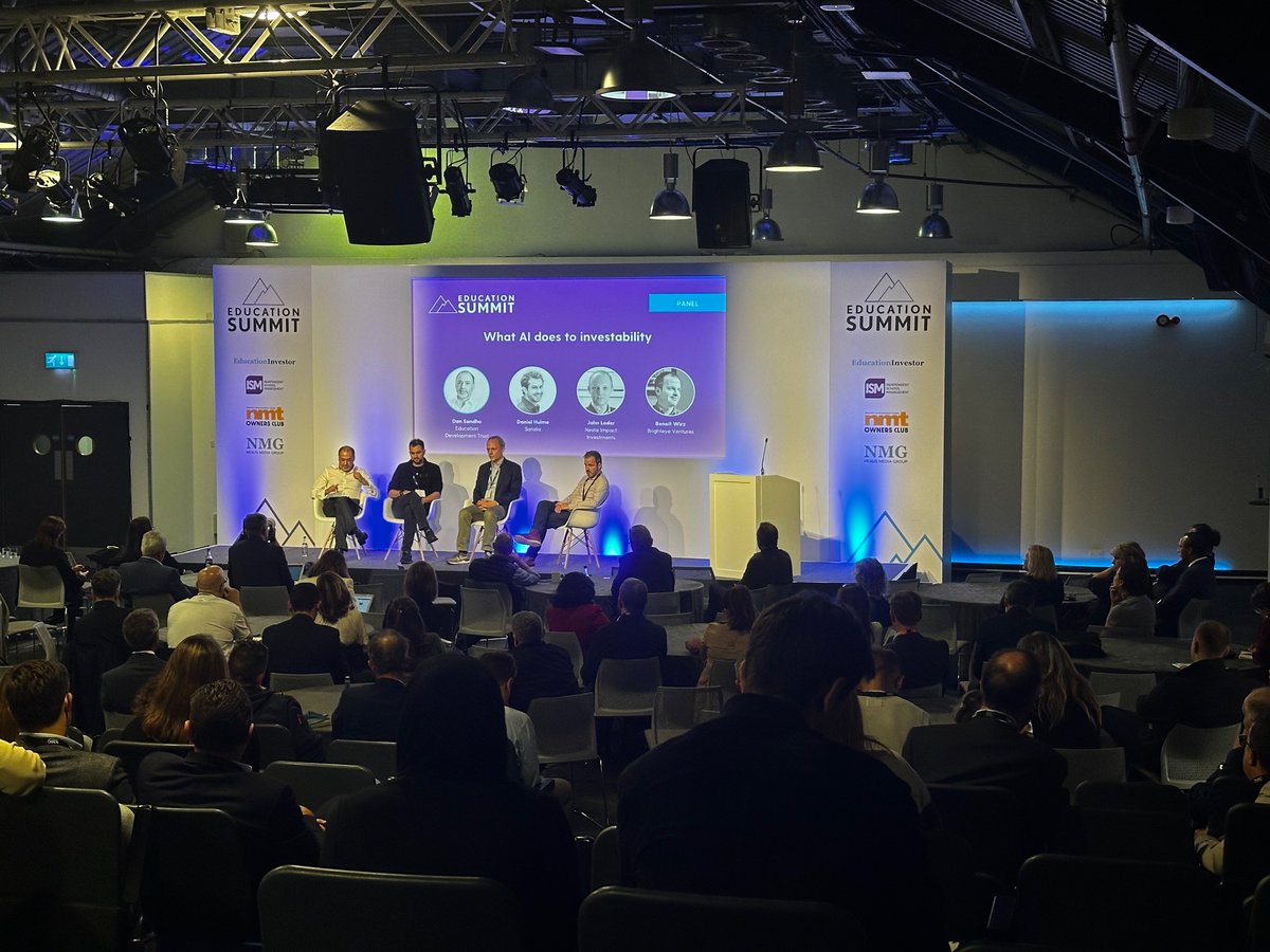EduInvestor's tweet photo. Next up in the EducationInvestor stream is a panel discussion about AI with @SataliaSolves @brighteyevc & @nesta_uk, chaired by @DanSandhu #EdSummit23 https://t.co/uUKGNVZHJJ