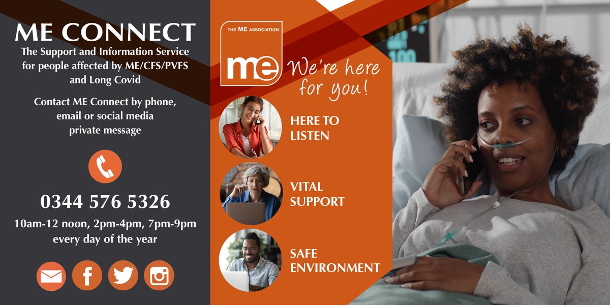MEAssociation's tweet photo. #MEConnect - The #Information And Support Service for People Affected By #MECFS/ #PVFS and #LongCovid
Helpline Available: 365 Days a Year between 10am-12noon, 2-4pm and 7-9pm Tel: 0344 576 5326
https://t.co/G1RWxST3iF
#pwME #MyalgicE #MyalgicEncephalomyelitis https://t.co/HrB7S1iy84